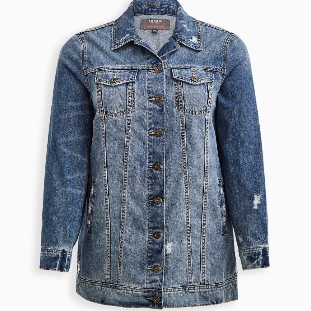 Medium Wash Longline Denim Jacket